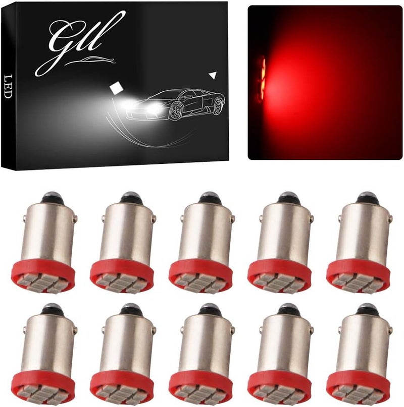 Grandview BA9 BA9S 53 57 1895 64111 White Car Vehicle BA9S Red Super Bright LED Bulbs Used for Side Door Courtesy Lights Map Lights - Pack of 10 - Image 1